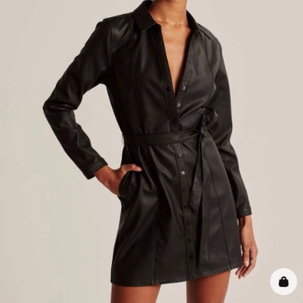 Abercrombie Vegan Leather Shirt Dress